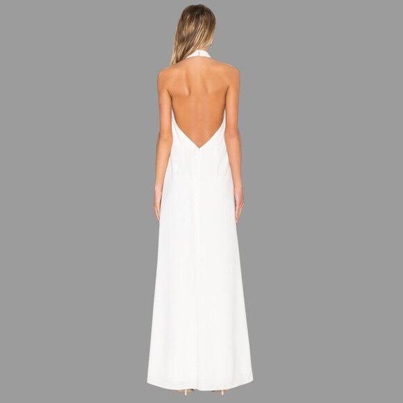 JILL JILL STUART V NECK PLEATED OFF WHITE GOWN - Picture 3 of 9